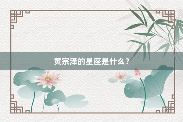 黄宗泽的星座是什么？